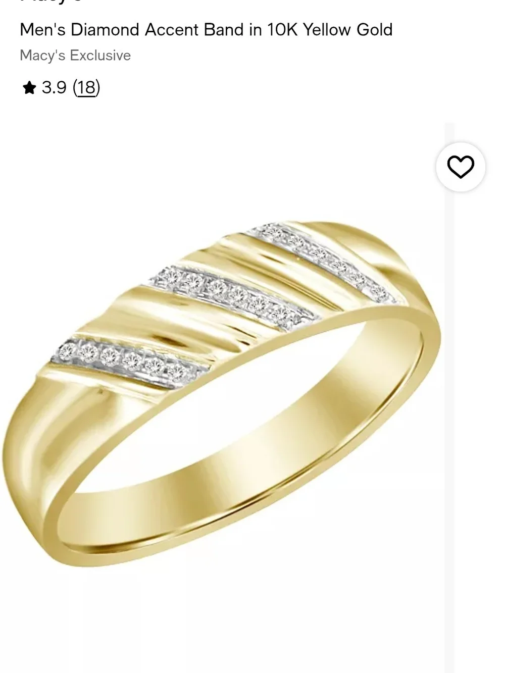 Men's Diamond Accent Band in 10K Yellow Gold